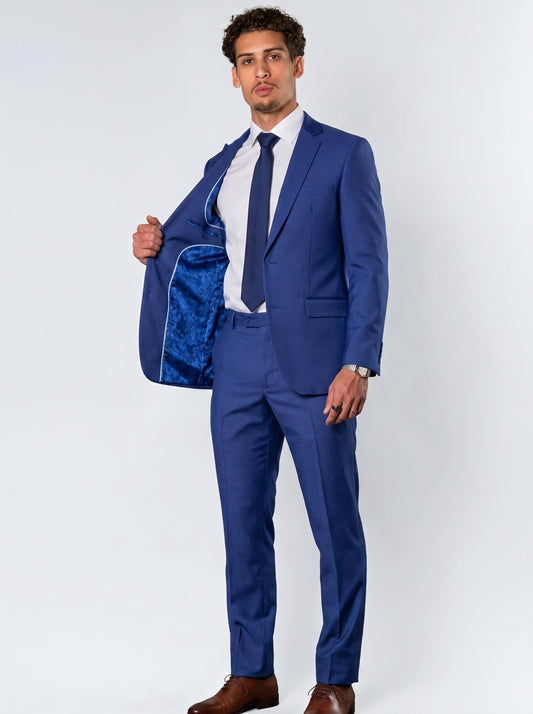 Costume Slim Lapela Entalhada - Azul Forte