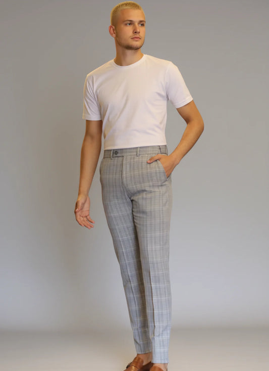 Calça de Alfaiataria com Regulador Interno - Xadrez