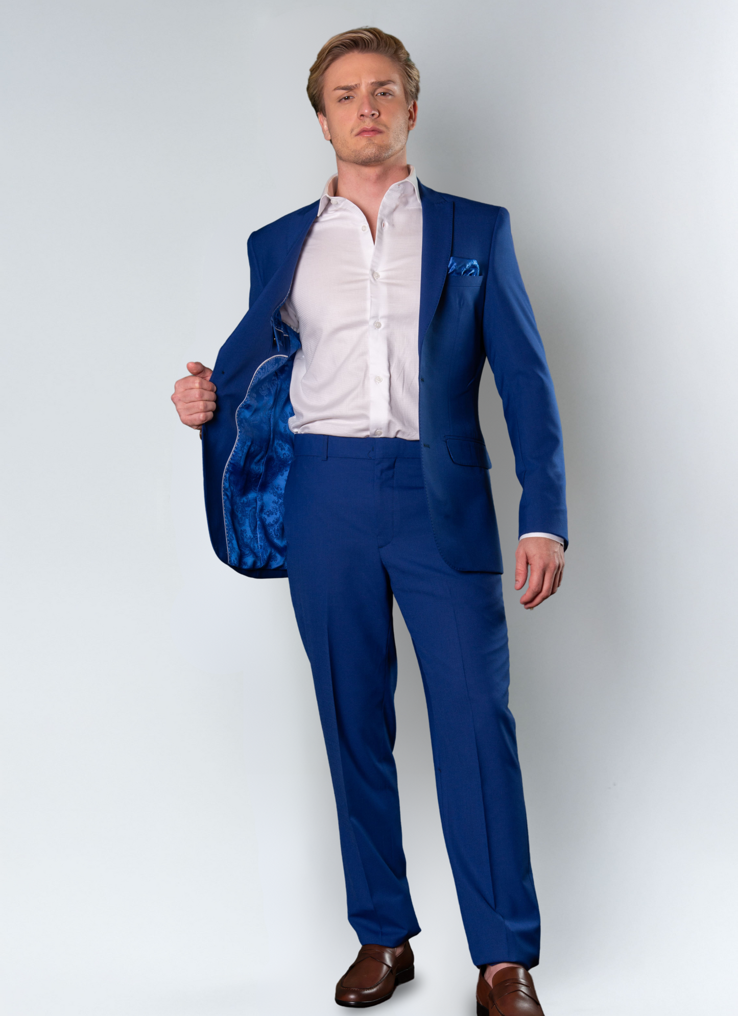 Costume Slim com Lapela de Bico Lã Mista