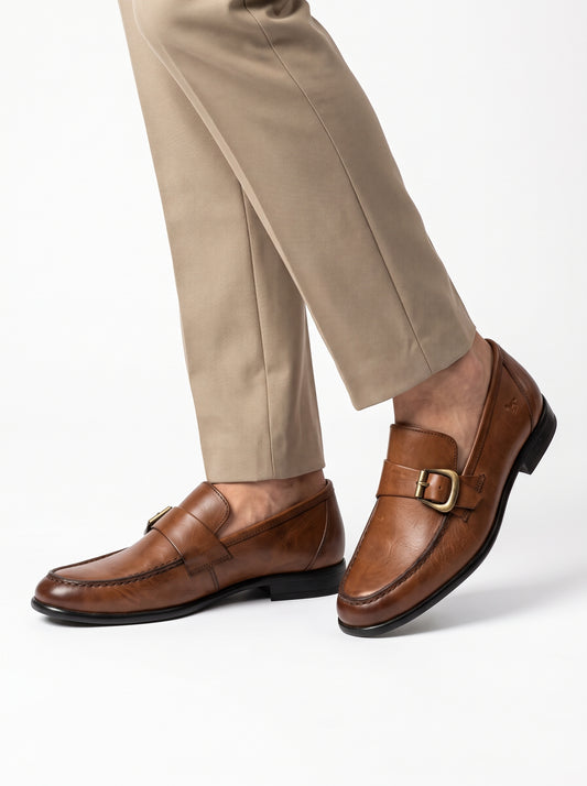 Mocassim com Fivela Lateral - Whisky