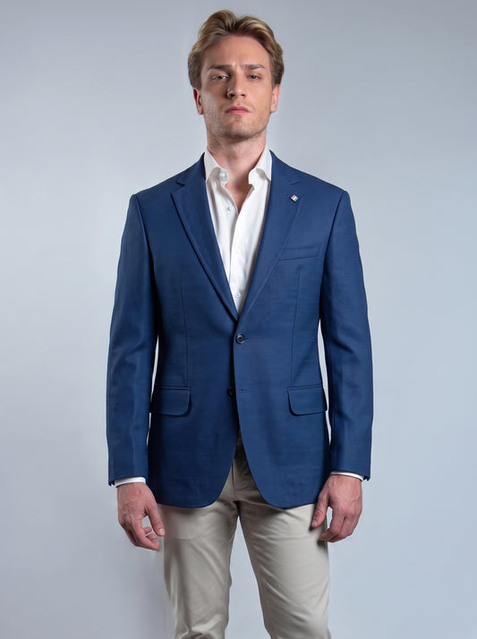 Blazer Slim Lã Fria S120 - Azul Maquinetado