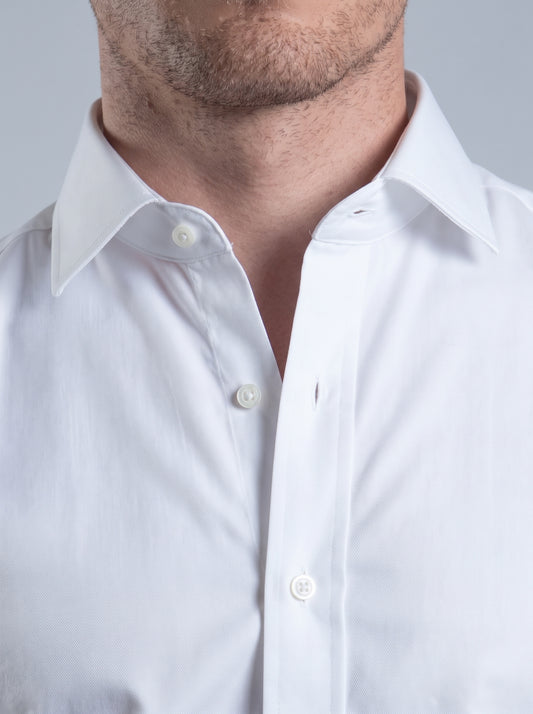 Camisa Social Slim Fit Algodão Egípcio Fio 80 - Lisa Branca