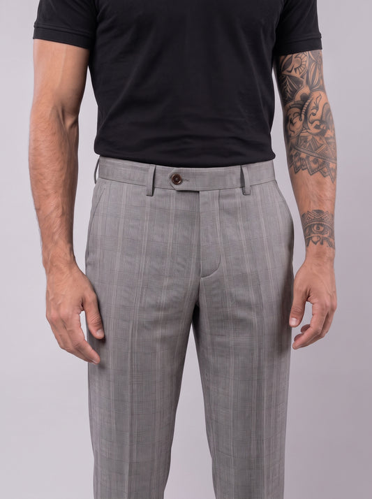 Calça de Alfaiataria Príncipe de Gales - Grafite
