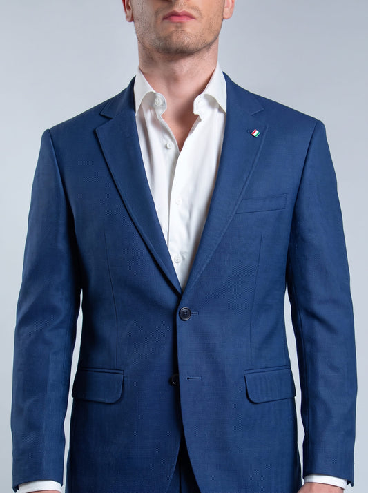 Blazer Slim Lã Fria S120 - Azul Maquinetado