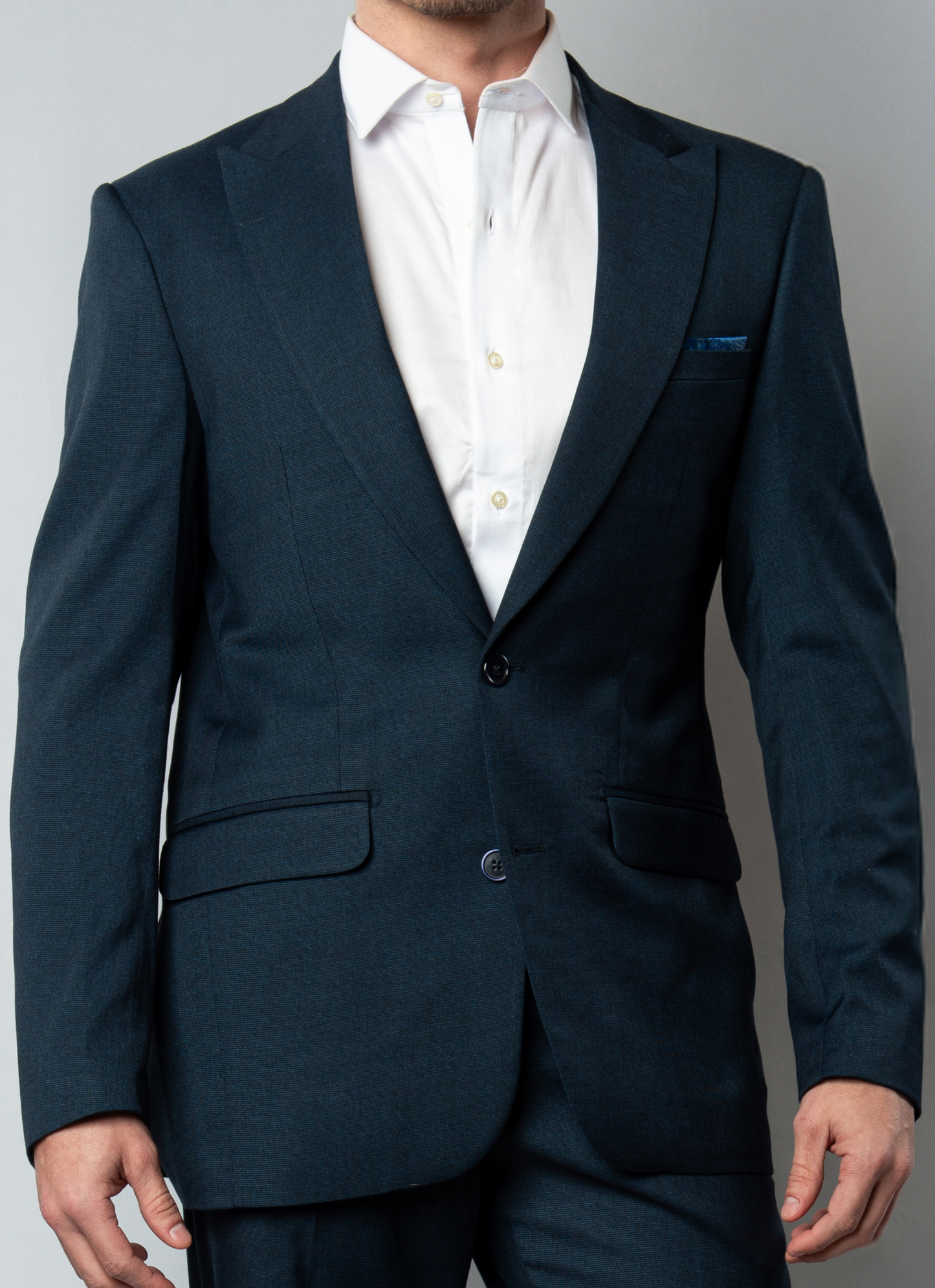 Costume Slim Com Lapela de Bico Larga