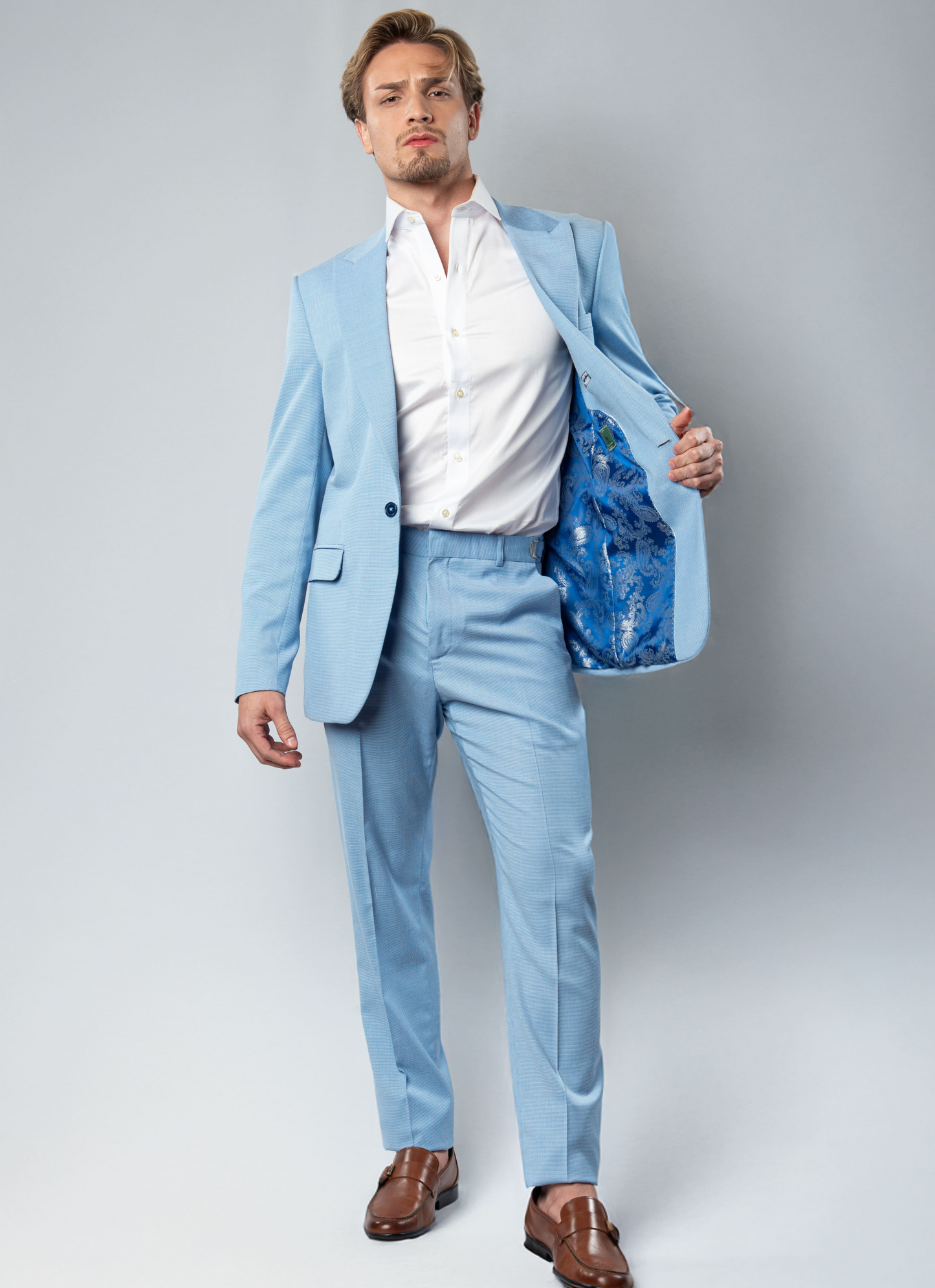 Costume Slim Com Lapela de Bico Larga